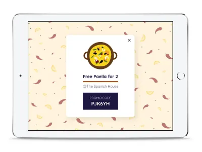 Daily UI 61 - Redeem Coupon app application coupon coupon code daily ui daily ui challenge dailyui dailyui61 design food illustration interface paella pattern promotion redeem coupon restaurant spain spanish ui