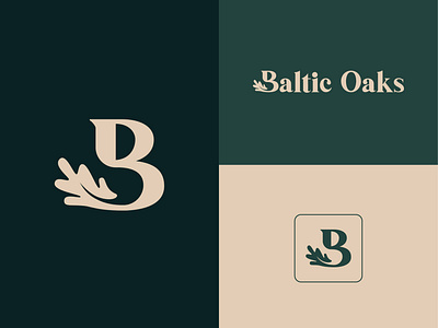 Baltic Oaks Branding b branding b letter baltic branding baltic oaks branding design flat green branding icon illustration joinery joinery brading joinery brading logo minimal oak branding typography vector