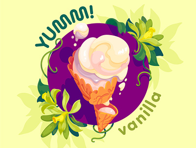 Vanilla ice cream packaging illustration adobe illustrator branding digital illustration flower food illustration icecream illustration product design product illustration sweet vanilla vector