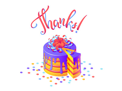 Thank you card with a cake