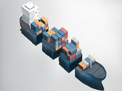 Sliced Ship art box cargo illustration ship