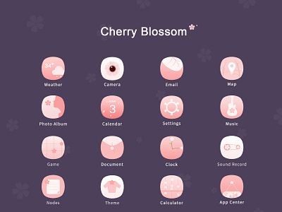 Cherry Blossom theme icons app design icon type ui