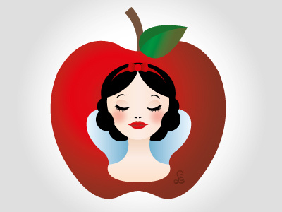 Snow white apple character digital girl portrait princess red sleepy snow white