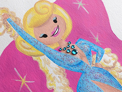 Rita Dinamita acrylic blonde character drag queen glamour glitter handmade shine showgirl starlette