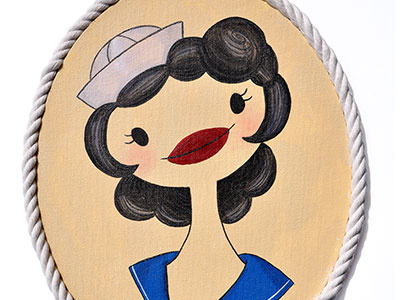 Sailor Portrait flash handmade marinera navy pin up portrait rope sailor sea ship starlette tattoo