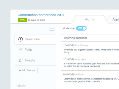 Flat light admin