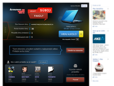 Lenovo Facebook Quiz answer app challenge company competition computer dark facebook fb free friends infographicblue infographics it lenovo media poll quiz slovakia social statistics stats summary survey tab ui