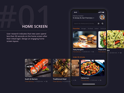 Slingshot - Food Delivery App dark mode ios app ui design