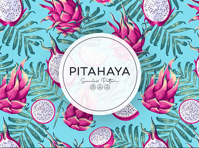 "Pitahaya" Seamless Pattern adobe illustrator dragon fruit illustration ornament palm paradise pattern pitaya realistic seamless vector