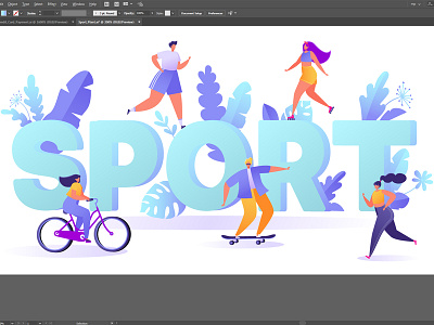 Sport Motivation Concept 2d action active activity adobe illustrator advertising bicycle concept design female flyer illustration male motivation person poster run template vector