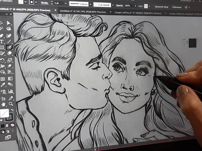 Couple Kiss Pop Art Style 2d art ccharacterdesign chacter couple create digital digitalart drawing illustration kiss man sketch sketchart wacom woman