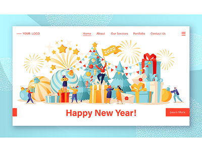 New Year Concept for Landing Page