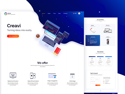 Landing page for Software Development company categories design figma icon illustration landing page typography ui ux web