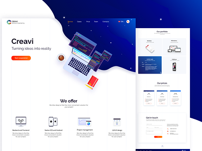 Landing page for Software Development company