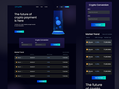 Crypto SaaS landing page adobe xd ui ux design ux