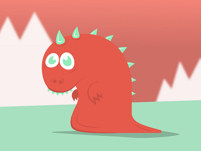 An anxious Dinosaur 2d character colourful design flat illustration illustrator vector