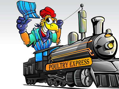Poultry express 3 100 chicken colorful fast insurance train vector