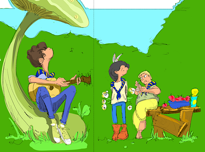 Out with scouts concept design illustration vector