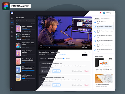 E-Learning Dashboard app design assignment course dark mode e learning education learning learning ideas light mode online study study ui ux video player