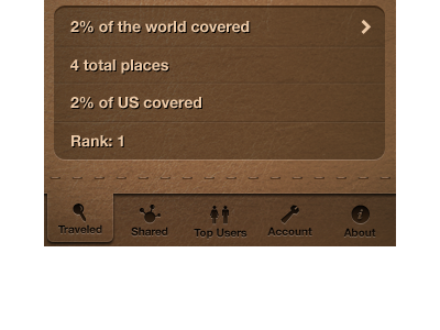 I think I like this nav (mobile iPhone iOS app UI UX) ios design user ui app iphone ux mobile leather brown interface