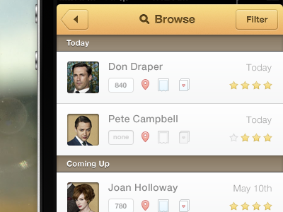 Browse app buttons design icons ios iphone ui mad men personal project ui ux