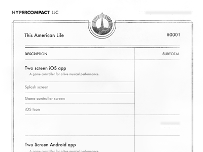 Hypercompact's invoice