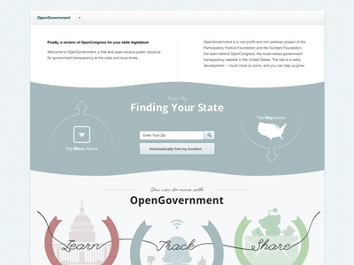 Working on OpenGovernment's Homepage (website)