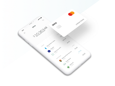 Zero bank banking card cash credit card finance mastercard money product ui zero