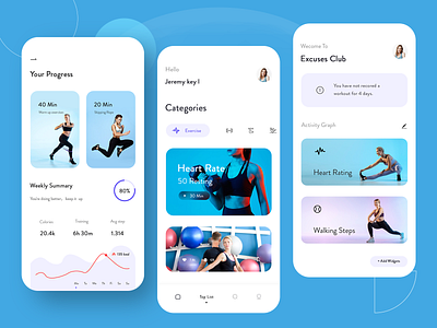 Fitness UI Design by Marcus Leo on Dribbble