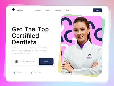 Dentist Website Exploration app branding dentist design flat icon landingpage minimal type typography website