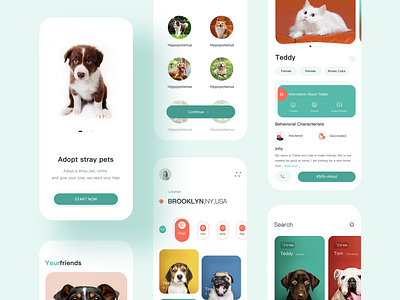 Pet Adoption App-3 adopt app branding design minimal pets petshop ui