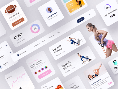 Fitness App Components✌🏻✌🏻 app branding components design fitness fitness app minimal ui yoga app