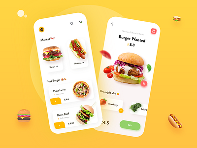 Food Delivery Service - Mobile App app branding burgers delivery design fastfood food food app minimal services ui vector