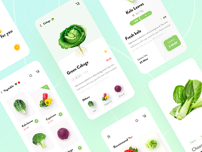 Grocery Apps - Ecommerce app branding cabbage delivery delivery service design grocery app minimal type ui ux