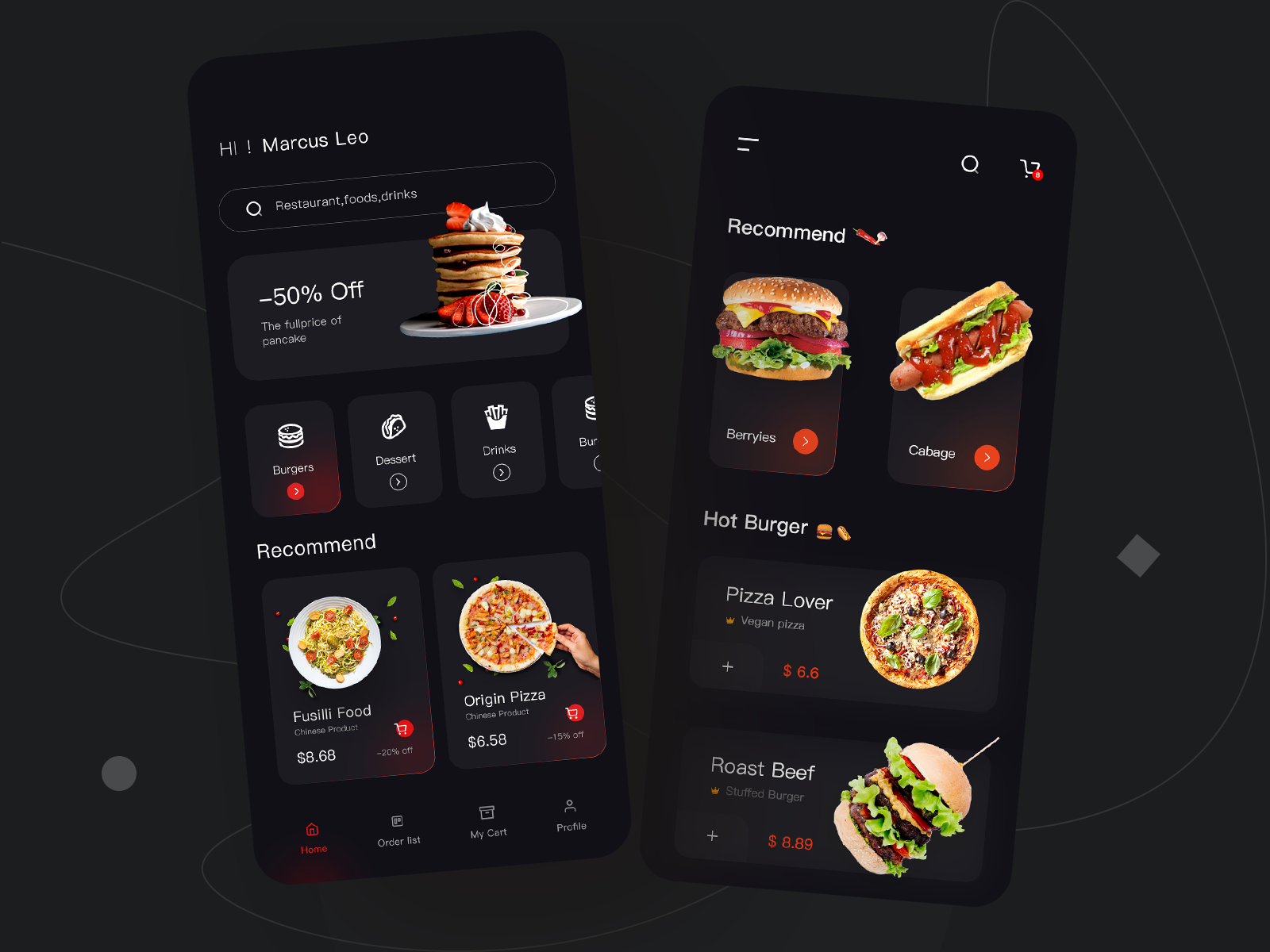 Food Mobile App Dark Version By Marcus Leo On Dribbble
