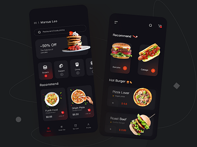 Food Mobile APP-Dark Version