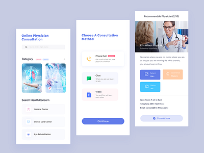 Online Physician Consultation app branding design ui ux