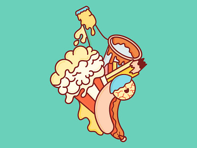 My Heart beer coffee design eye fast food heart hotdog illustration pencil popcorn