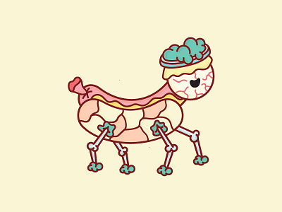 Girafe Dog abomination bones brain cartoon eye girafe hotdog illustration monster mustard