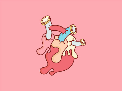 Heart melt artery blood cartoon heart illustration