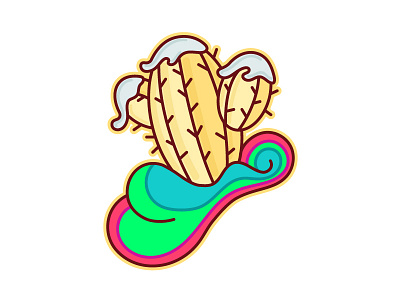 Live. cactus illustration lsd sea surf trip wave