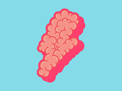 Powerful stuff bolt brain ideas illustration pink sticker think