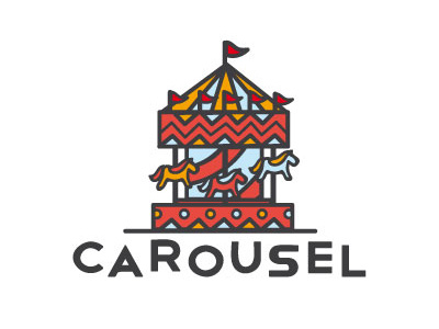 Carousel logo proposal carousel horses logo proposal vector