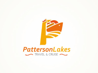 Patterson Lakes logo proposal art boat brand cruise graphic logo proposal sea sun travel yellow