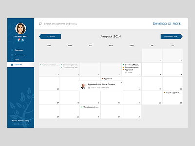 Employee Development Schedule app calendar clean dashboard diary filter software ui ux