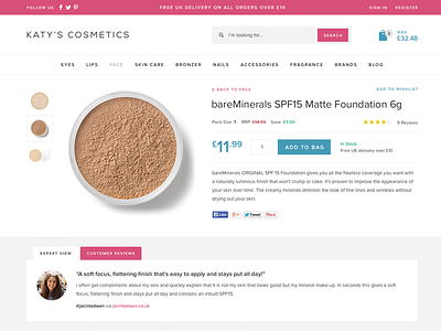 Make-up shop product page beauty ecommerce flat hero modern responsive shop splash ui web website