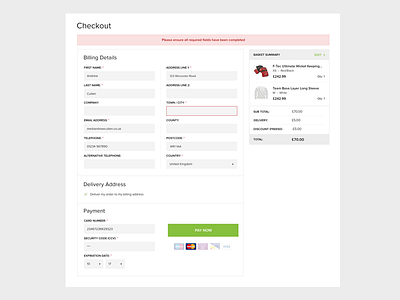 One page checkout basket checkout ecommerce flat form payment responsive shop ui ux web website