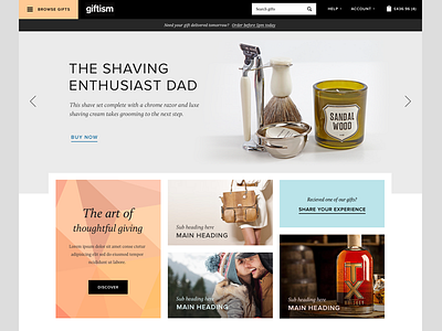 Revised gifts website homepage ecommerce fashion flat gifts minimal modern responsive shop tiles ui web website