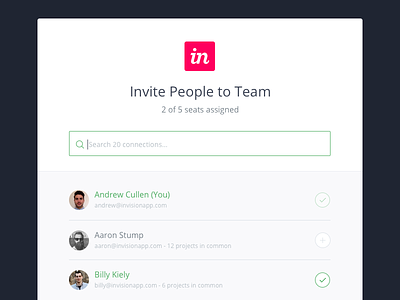 Invite to Team app invisionapp invite modal prototype search team ui ux webapp