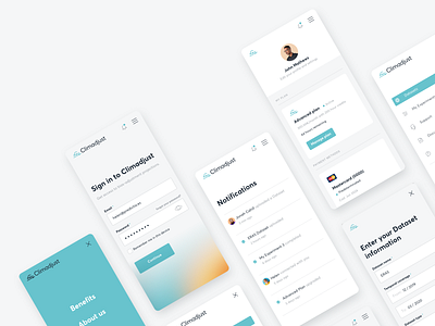 Climadjust Mobile SaaS App adjust adjustment app bias branding climate dataset gradient mobile app mobile ui mobile ui ux saas saas design saas mobile ui ui design
